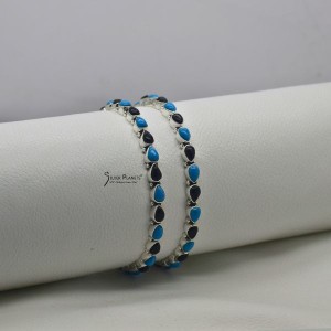 Turquoise and Black onyx bangles