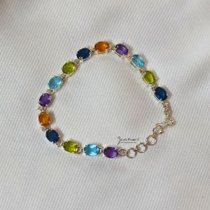 Amethyst, Citrine & Blue topaz,Iolite Bracelet