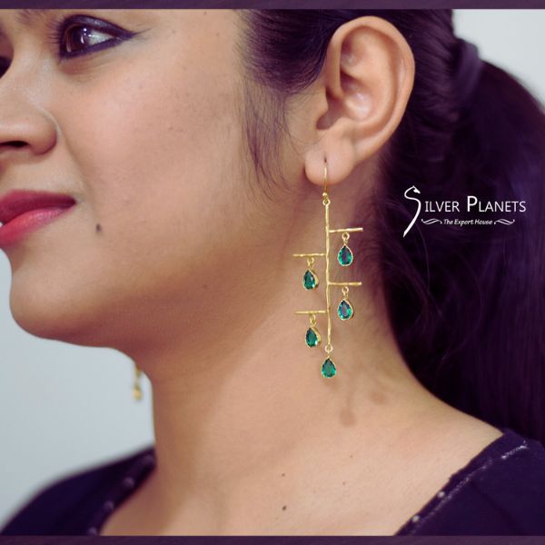 Greenonyx Beauties in Gold Earrings