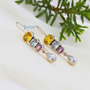 Citrine & Cubic Zirconia Earrings