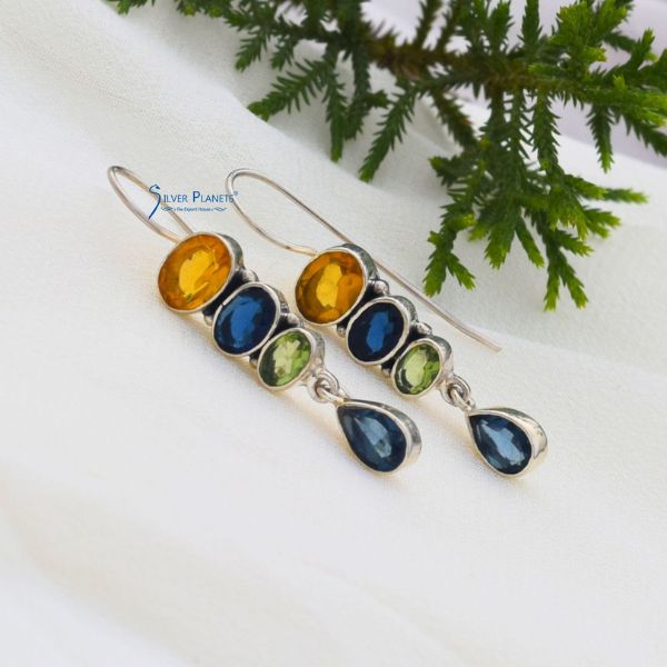 Citrine, Iolite  & Peridot Earrings