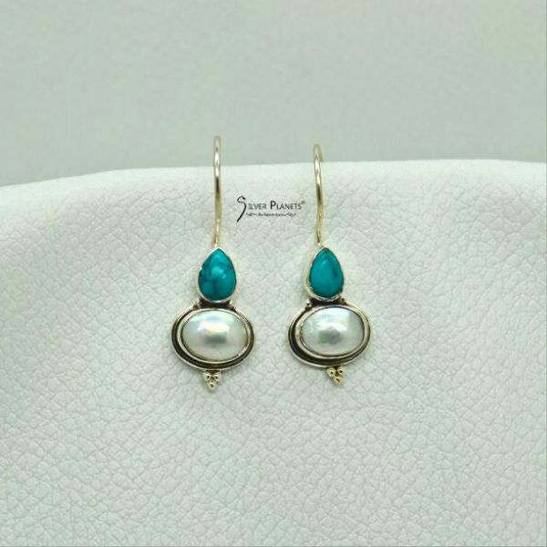  Turquoise & Pearl  Earrings