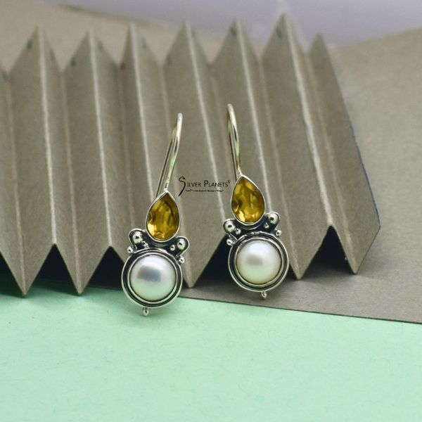 Citrine & Pearl Earrings