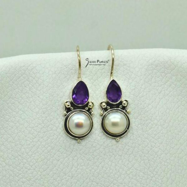 Amethyst & Pearl Earrings