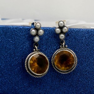 Citrine Pearl Earrings