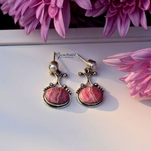 Rhodochrosite pearl Earrings