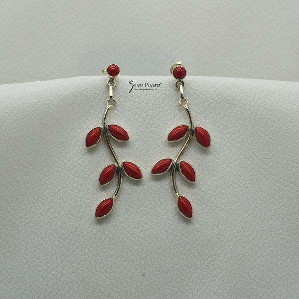 Coral Leaf Earring