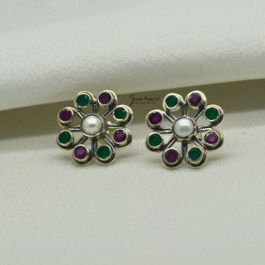 Pearl Ruby Emerald Stud