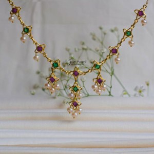 Pearl Ruby Emerald Necklace