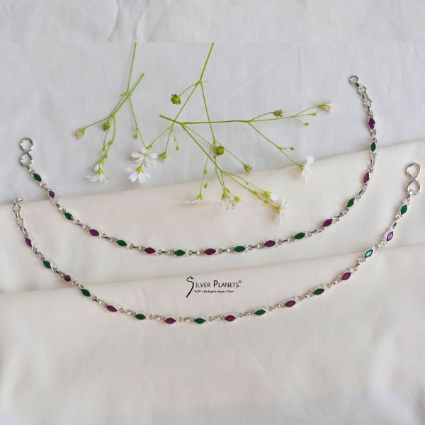 Ruby and Emerald Anklets